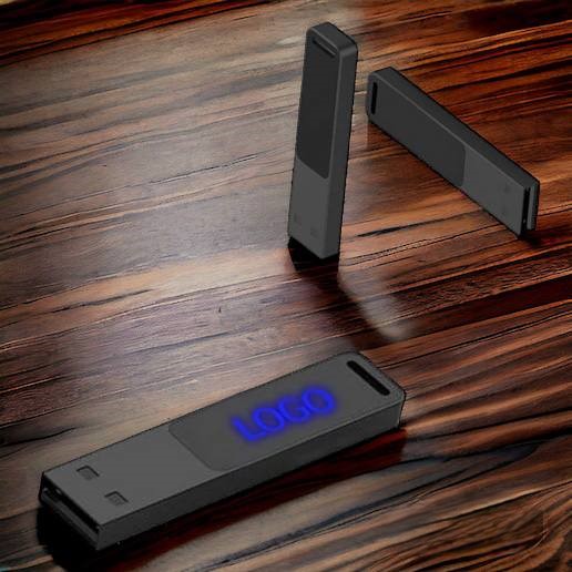 Флешка "Suomi" объем памяти 16 Гб с подсветкой логотипа, металлический корпус в черном цвете